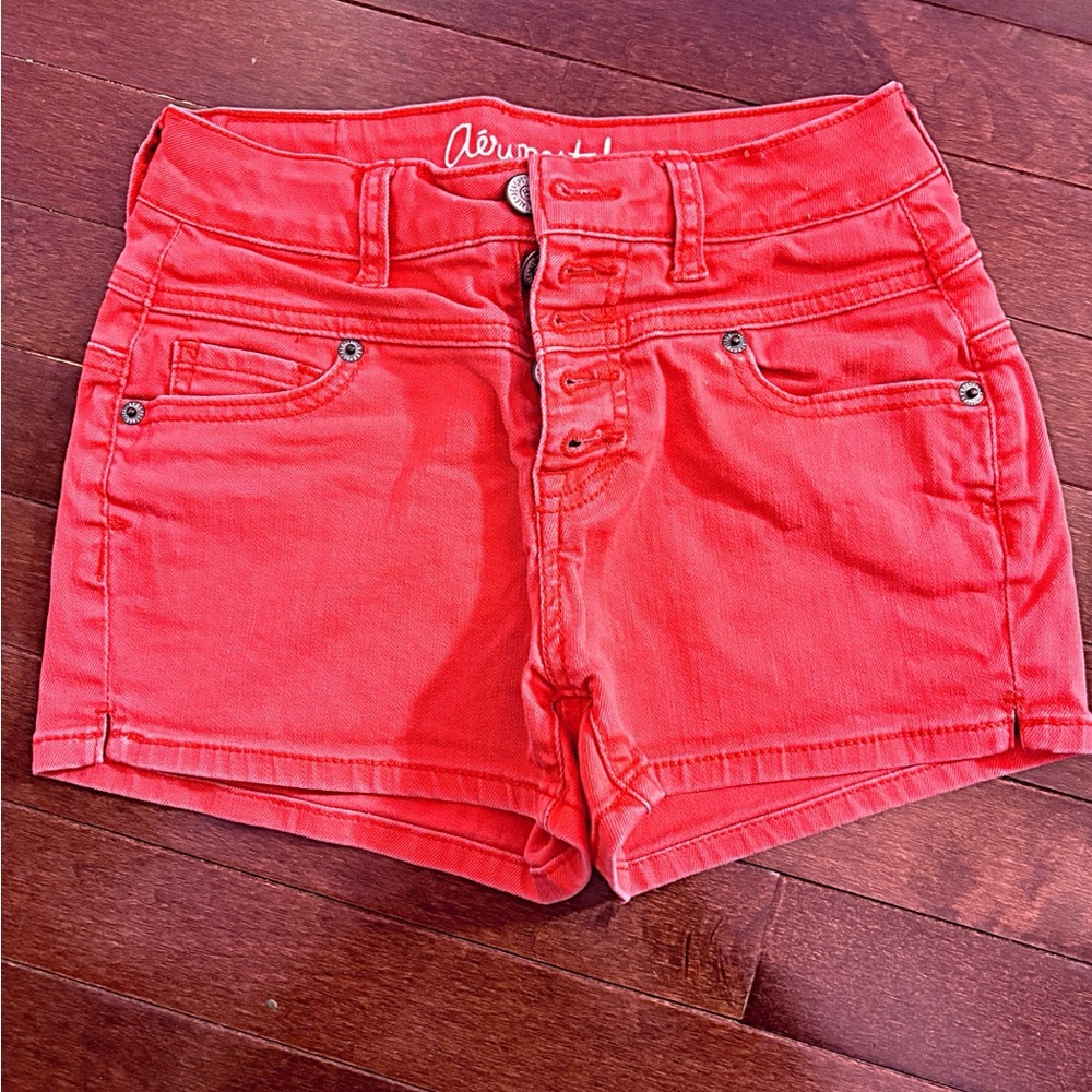 Aeropostale Red High Waist Shorts Vibrant Style